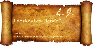 Laczkovics Jenő névjegykártya